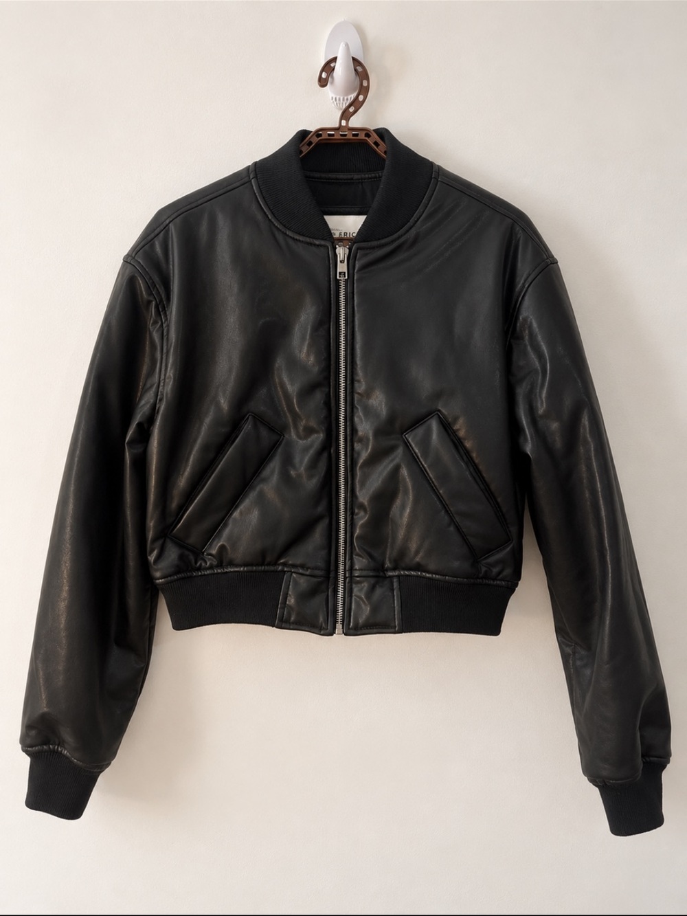 American Eagle Outfitters Black Leather Bomber Jacket